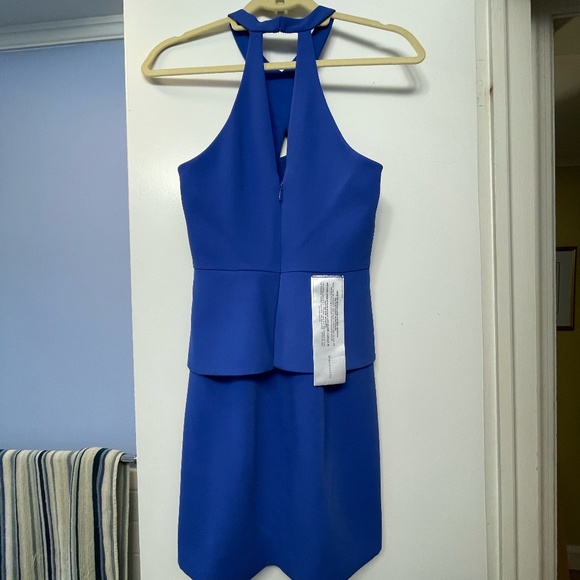 BCBGMaxAzria Crisscross Halter Peplum Dress in "Blueberry", Size 0 - Picture 11 of 16